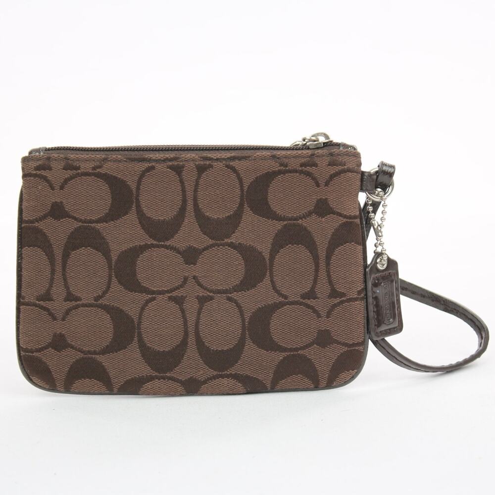 Coach Signature Stripe Canvas Wristlet - Picture 2 of 6